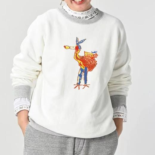 D110796日系25秋冬季新品火烈鸟拼接时尚加绒显瘦百搭卫衣 商品图2