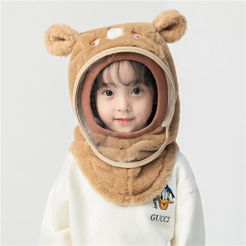 【24.9/顶】儿童冬季帽子保暖防风帽帽子围脖一体护耳帽男女童加厚保暖套头帽聚 商品图6