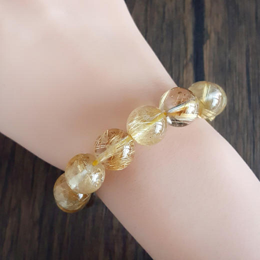 【天然正品】天然约13.6MM金发晶猫眼（招财）圆珠手串13.6MM（皆取最大值）中性071025NJS12 商品图6