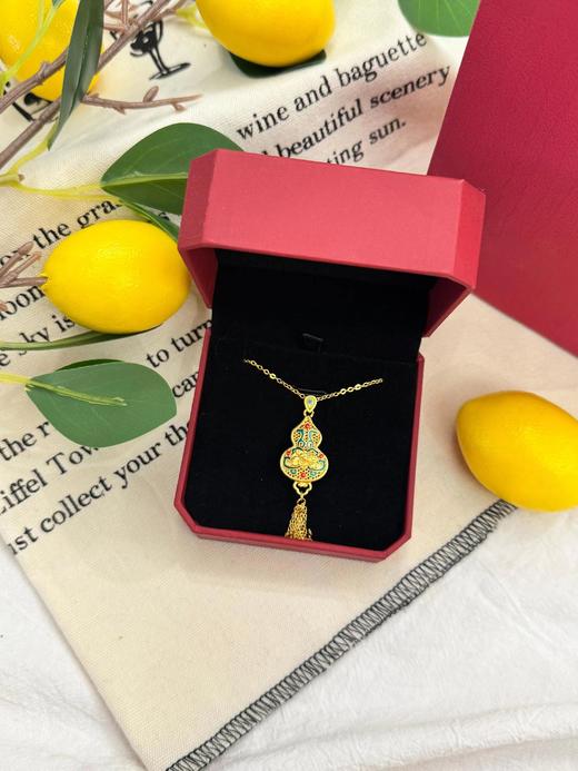 D110766古法沙金珐琅葫芦流苏项链 商品图0