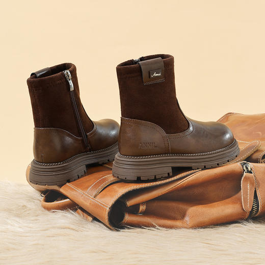 ANNIL/安奈儿童鞋女童6-12岁加绒加厚马丁靴儿童HG5409643 商品图2