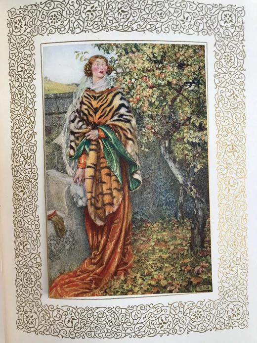 画家签名本！约20世纪早期 丁尼生《国王叙事诗》 约20幅彩色手工贴图 全犊皮（vellum）精装大16开 商品图12