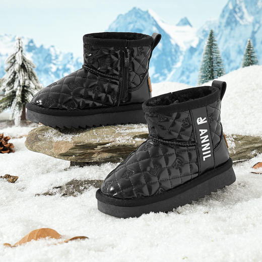 ANNIL/安奈儿童鞋女童冬季套筒休闲厚底雪地靴拉链加绒加厚防水棉鞋HG5411693 商品图4