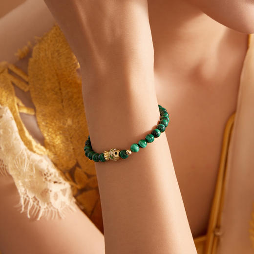 Manreya玛芮雅“雀石金韵”孔雀石手串|孔雀石，铜镀金 商品图4