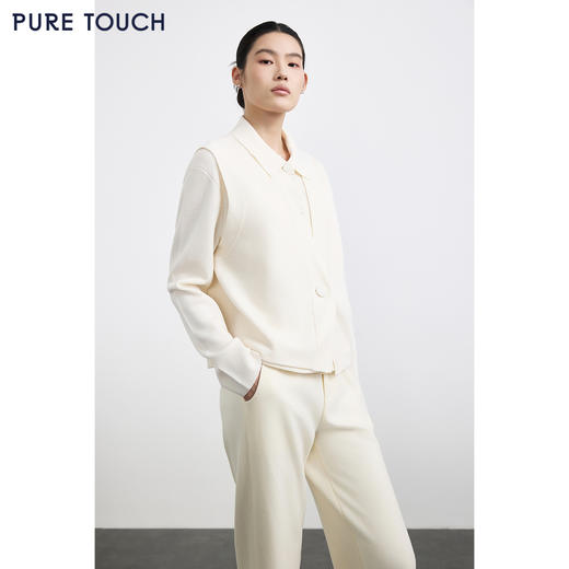 商场同款PURE TOUCH女装25冬新款绵羊毛针织开衫马甲一粒扣毛背心 商品图4