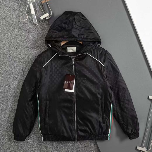 D110723秋冬新款满印字母织带薄棉拉链连帽夹克外套 商品图6