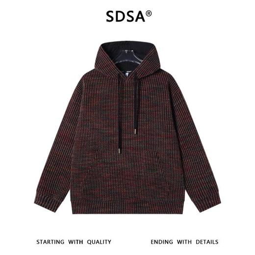 WY1274SDSA秋冬新款痞帅男装简约韩版撞色竖纹抽绳连帽针织卫衣宽松百搭 商品图1