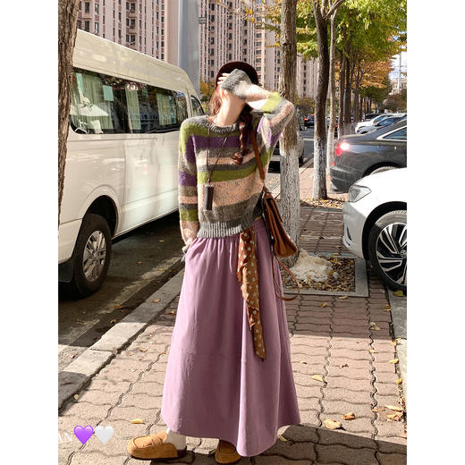 <曾小咸推荐>现货秒杀 ！微信超特价！ 彩色条纹针织衫 日常179.99 立减100 秒杀79.99！！ 紫色半身裙 日常189.99 立减100 秒杀89.99！！ 商品图1