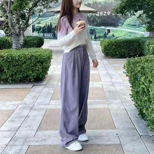 【à perles】舒适好穿 紫色絮语灯芯绒直筒裤 商品图3