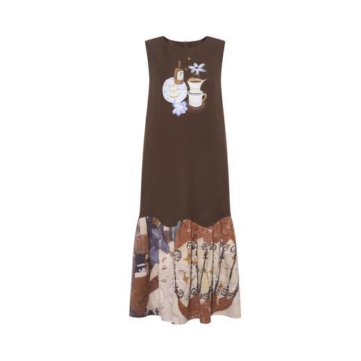 两三事 时光晚宴 2025冬季新款森女风印花裙摆无袖背心裙连衣裙 商品图4