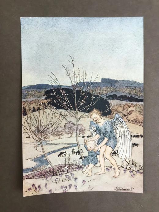 拉克姆签名本！1918年 斯温伯恩《生命之春：儿童诗集》 9幅彩色手工贴图与多幅黑白文间插图 犊皮（vellum）脊精装大16开 商品图10