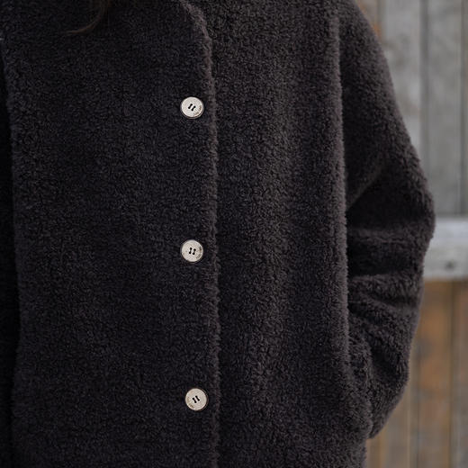 绽放748朵/羊毛卷卷·羊羔毛加厚大衣保暖宽松小V领文艺长外套女 商品图3