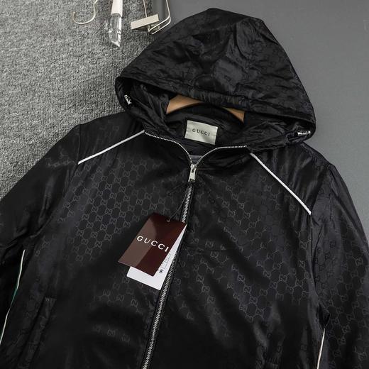 D110723秋冬新款满印字母织带薄棉拉链连帽夹克外套 商品图7