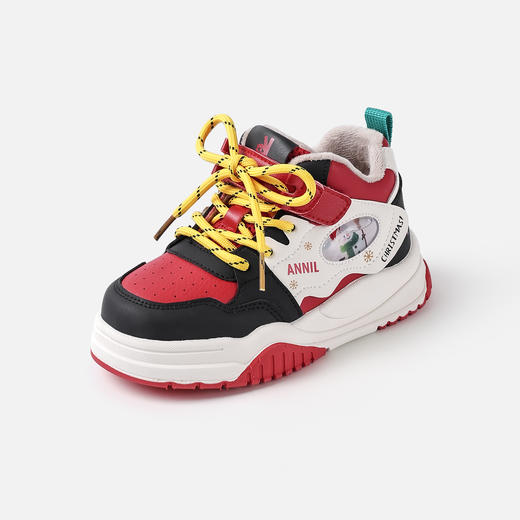 ANNIL/安奈儿童鞋男女童冬季加绒加厚休闲板鞋红黑配色中大童运动鞋软底童鞋HM5404626 商品图4