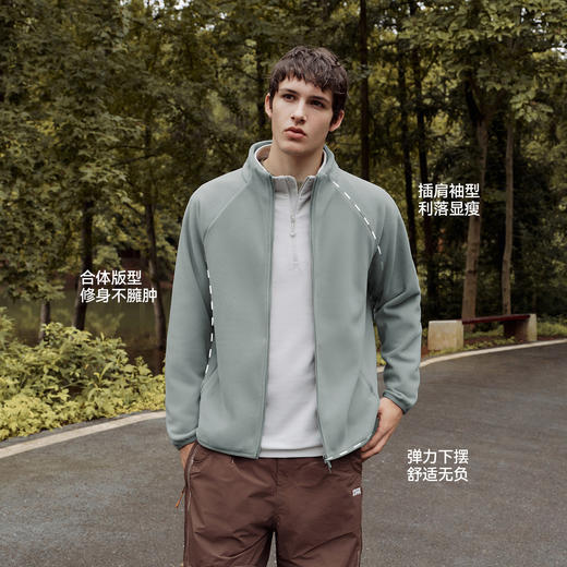 森马外套男秋冬双面绒感针织夹克保温摇粒绒2025新款情侣立领上衣 商品图3