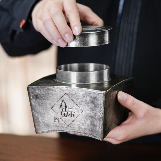 斑锡龙锡罐迎福茶仓手工做旧雕刻纯锡茶叶罐密封储茶罐 商品图4