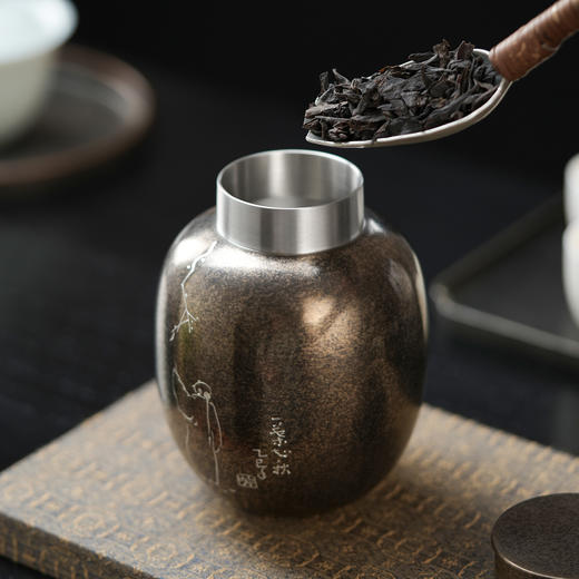 斑锡龙叶晓茶仓复古小号锡罐纯锡茶叶罐密封储茶云南个旧手工锡器 商品图1