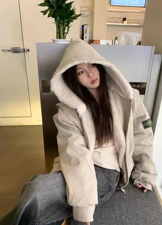 D110738冬季单品水貂绒内里解构连帽棉衣男女同款 商品图1