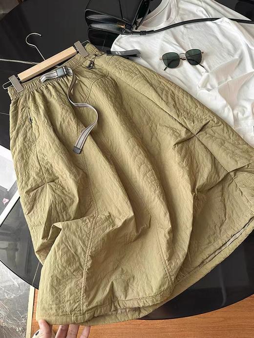 D110706户外山系撞色织带防泼水不规则绗缝夹棉保暖工装半身裙A字裙 商品图10