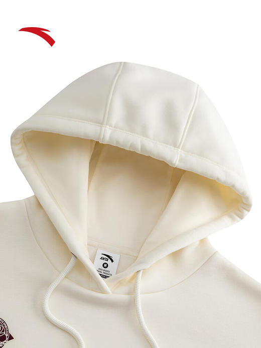 安踏（ANTA）复古学院风女连帽卫衣秋冬新款加绒宽松长袖运动上衣162548705N象牙白-1 商品图6
