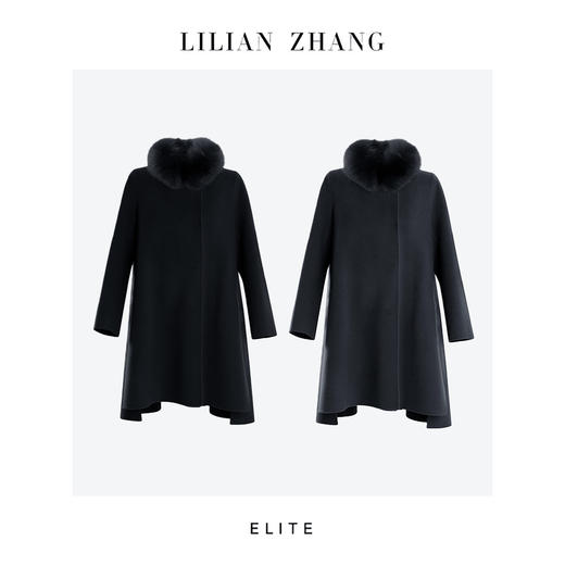 定制—静奢风—温莎雅绒—狐狸毛羊绒斗篷式中长款毛呢大衣  2506012 商品图0