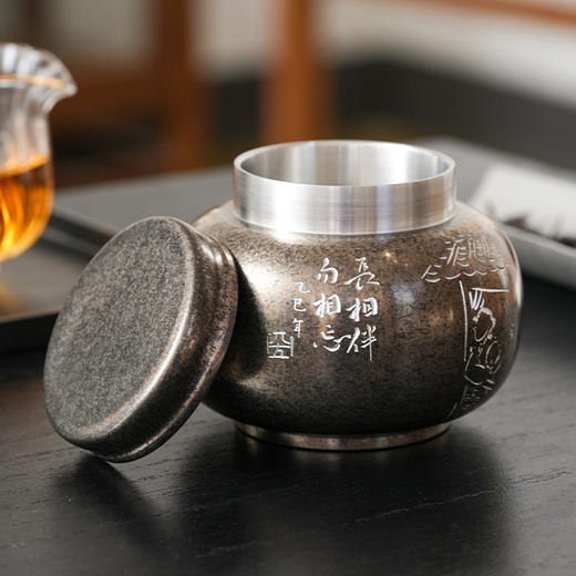 斑锡龙小号锡罐香伴茶仓复古纯锡茶叶罐密封储茶云南个旧手工锡器 商品图4