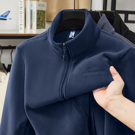 秋冬新款奥粒绒男士立领开衫加绒休闲卫衣外套加厚保暖摇粒绒夹克 商品图1