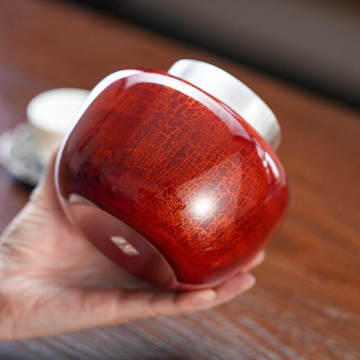 斑锡龙锡罐清茗茶仓大漆戗金纯锡中号密封茶叶罐储茶罐手工锡器 商品图4