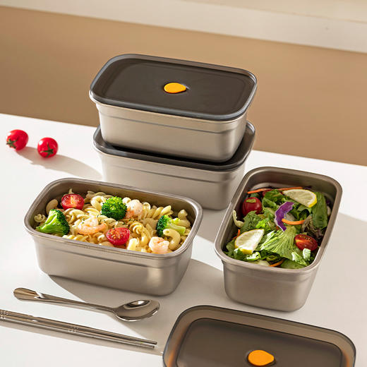 摩登主妇纯钛保鲜盒食品级冰箱收纳盒密封盒水果便当盒上班族饭盒 商品图1