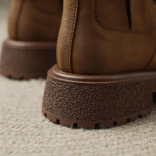 Ech&yolo系带经典款圆头牛皮拼接马丁靴HBP-3827 商品图7