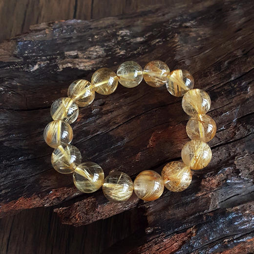 【天然正品】天然约13.6MM金发晶猫眼（招财）圆珠手串13.6MM（皆取最大值）中性071025NJS12 商品图3