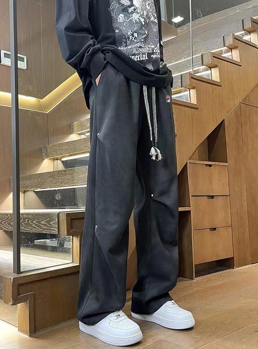 D110775加绒新款阔腿直筒脏脏裤情侣款卫裤 商品图4