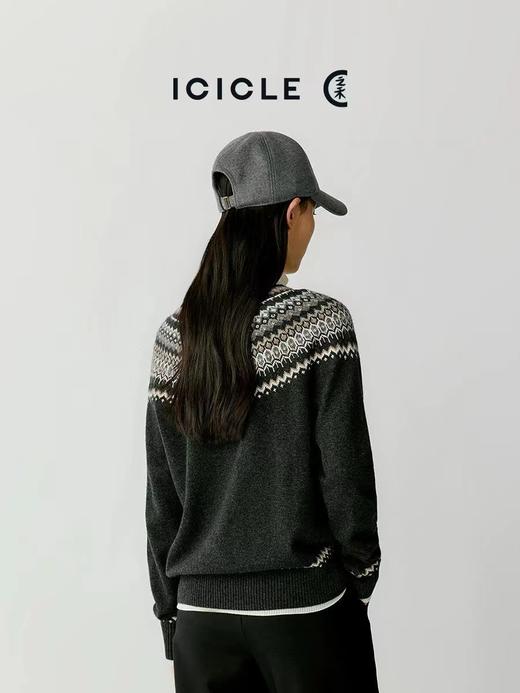 D110795秋冬新款羊毛混纺套头针织提花费尔岛毛衣 商品图7