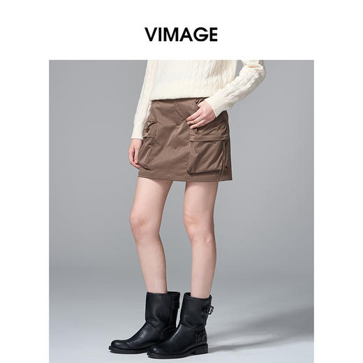 VIMAGE纬漫纪对称大口袋设计时尚减龄短款半裙V2406112 商品图2