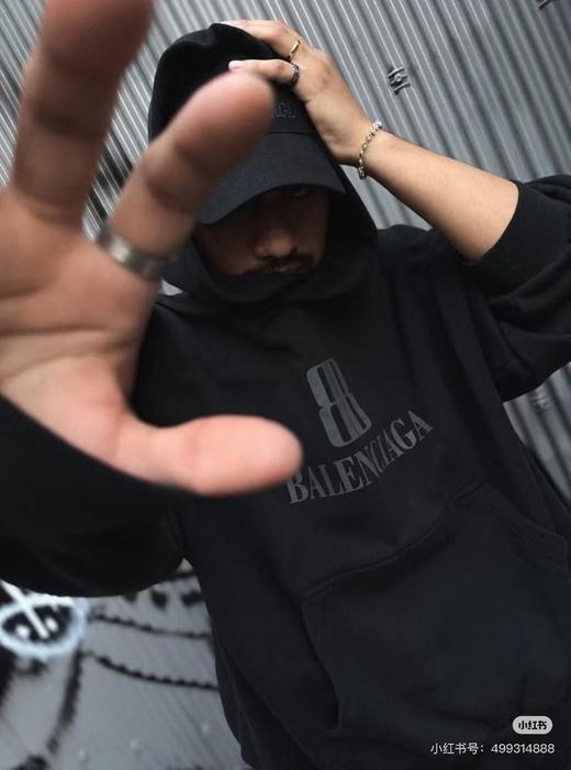 D110791棉质落肩Logo徽标双B标语连帽卫衣男女同款 商品图6