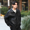 DRONKOO 2025 立领门襟金属扣立体袋PU微阔短款中厚羽绒服 商品缩略图2