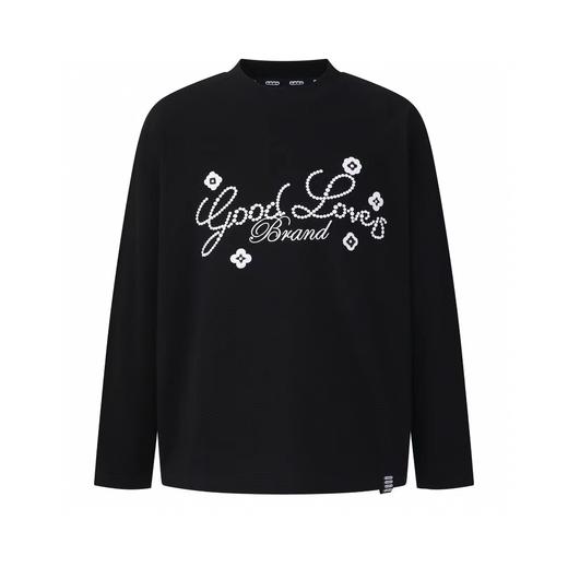 D110751小花标语字母logo情侣圆领长袖T恤 商品图10