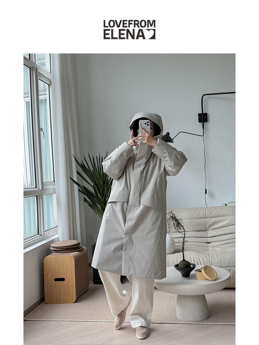 90鹅绒 简约户外款 防水透气  中长款羽绒服 商品图4