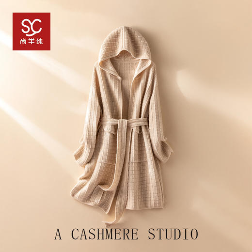 时尚连帽羊绒开衫女加厚针织外套秋冬宽松 商品图3