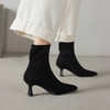 【预售5天】时尚绒面复古粗跟弹力靴女新款气质百搭方头高跟裸靴瘦瘦短靴WC&M3530 商品缩略图4