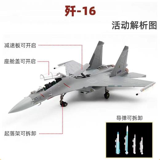 【中航工业官方正品 长春航展、九三阅兵纪念品-新品重磅】特尔博-阅兵系列-歼16飞机航模战斗机模型 商品图6