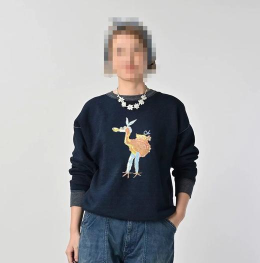 D110796日系25秋冬季新品火烈鸟拼接时尚加绒显瘦百搭卫衣 商品图9