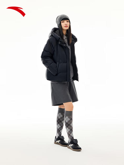 安踏【关晓彤同款】多彩羽绒服丨防泼水保暖外套女面包棉服162548903N 【防泼水】基础黑-3 商品图2