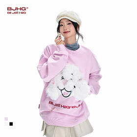 BJHG不计后果贴布狗狗卫衣女款加厚冬季美式情侣圆领摇粒绒上衣男