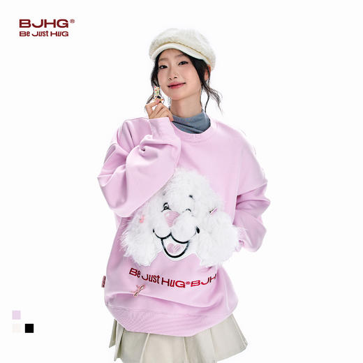 BJHG不计后果贴布狗狗卫衣女款加厚冬季美式情侣圆领摇粒绒上衣男 商品图0