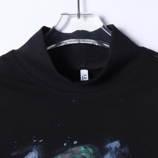 T4985SDSA秋冬新款痞帅男装泼墨手绘字母印花半高领长袖T恤百搭时尚潮 商品图2