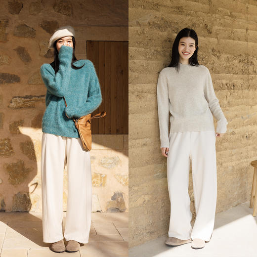 特绽放720朵/暖格裤·羊毛棉混纺加厚绒感全腰松紧显瘦休闲长裤女 商品图3