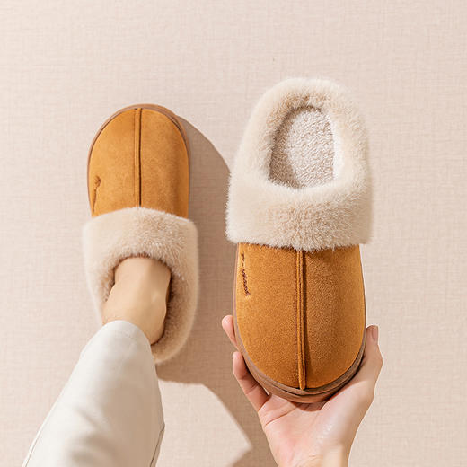【超值2双装】宅小年仿麂皮绒UG风加厚棉拖鞋  男女同款 保暖舒适 柔软亲肤 冬季居家好物 商品图5