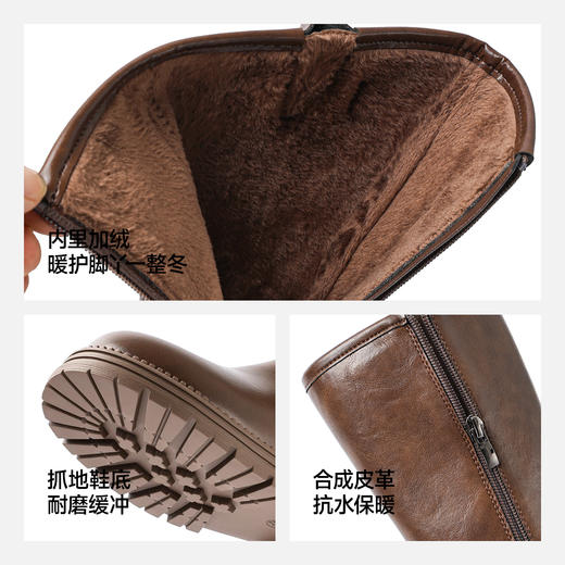 ANNIL/安奈儿童鞋女童6-12岁女童马丁靴冬季新款加绒加厚皮面靴子HG5409644 商品图3