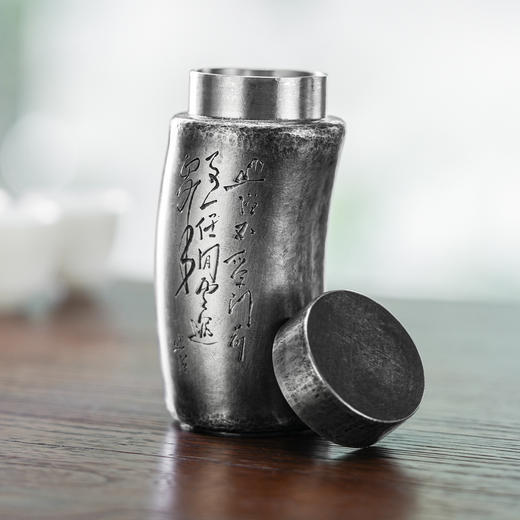 斑锡龙锡罐清修茶仓手工做旧雕刻纯锡茶叶罐密封储茶罐 商品图2